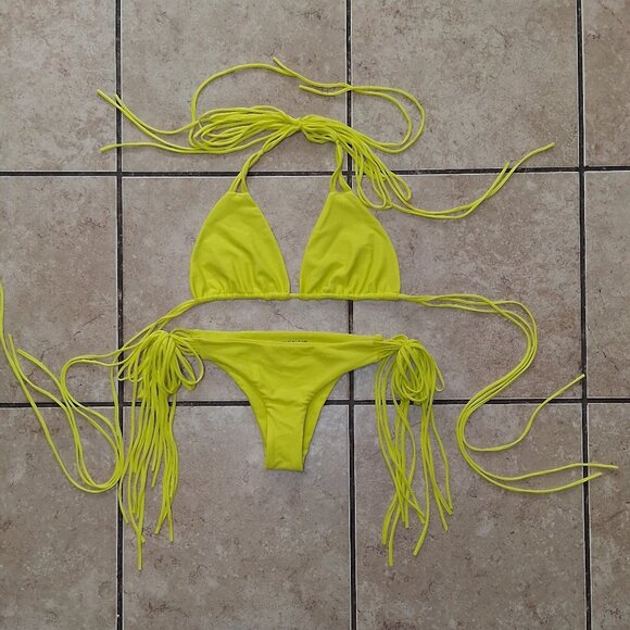 MIKOH Bright Yellow Bikini Top(Size Large) and Bottom9Size Small) - Picture 1 of 6